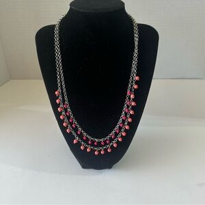Paparazzi Pink, Peach and Silver Layered Necklace